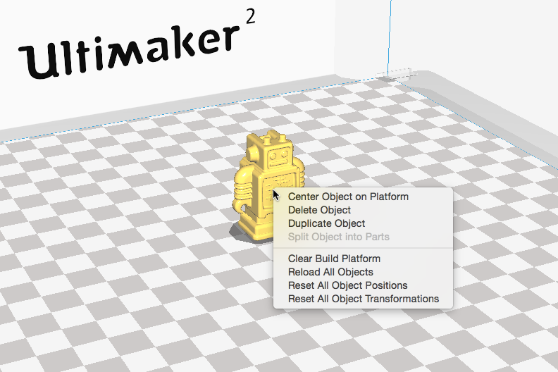 Ultimaker 2 3D印表機 cura15.06 切片軟體 右鍵 Ultimaker 2 3D印表機 cura15.06 切片軟體 右鍵