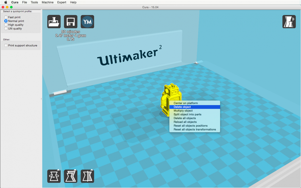 Ultimaker 2 3D印表機 cura15.04 切片軟體 開啟物件 Ultimaker 2 3D印表機 cura15.04 切片軟體 開啟物件