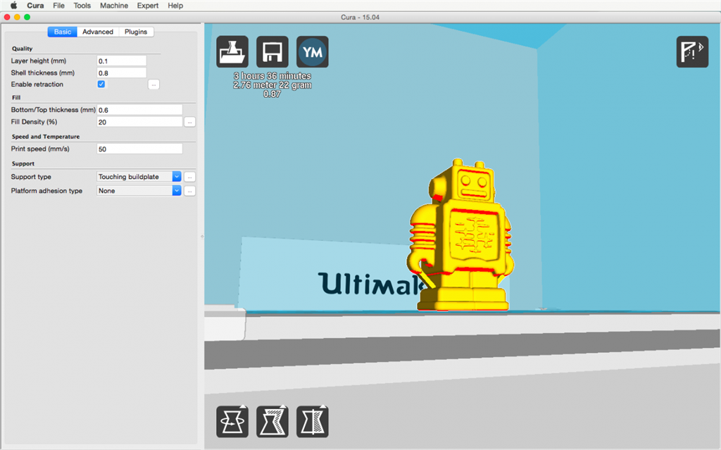 Ultimaker 2 3D印表機 cura15.04 切片軟體 overhang 懸空 Ultimaker 2 3D印表機 cura15.04 切片軟體 overhang 懸空
