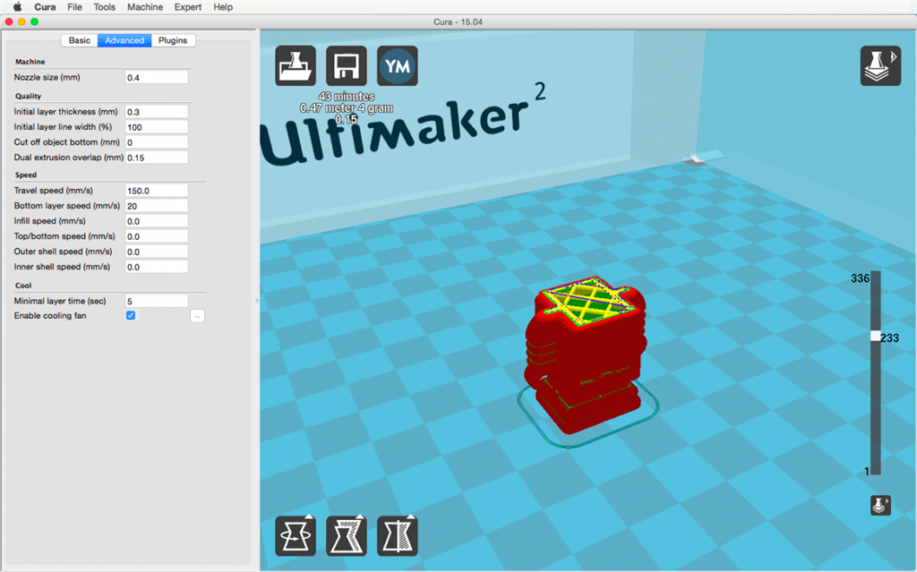 Ultimaker 2 3D印表機 cura15.04 切片軟體 切聘模式 分層模式 layers Ultimaker 2 3D印表機 cura15.04 切片軟體 切聘模式 分層模式 layers