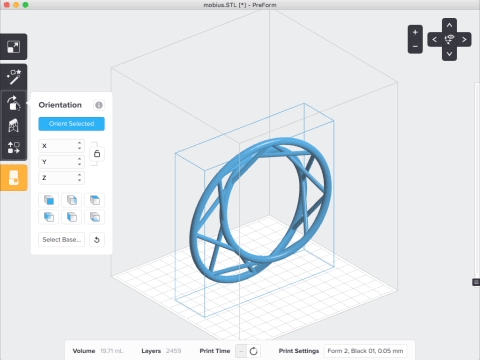 formlabs form2 preform切片軟體教學 方向旋轉